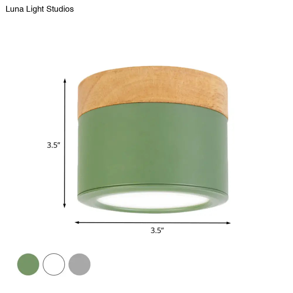 DecorBites™ DecorBites™ Round Flush Mount Acrylic Macaron Loft Ceiling Light for Bathroom Hallway - Small Green/Grey/White Lamp