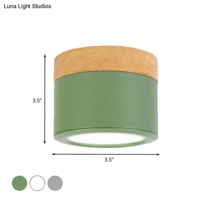 DecorBites™ DecorBites™ Round Flush Mount Acrylic Macaron Loft Ceiling Light for Bathroom Hallway - Small Green/Grey/White Lamp