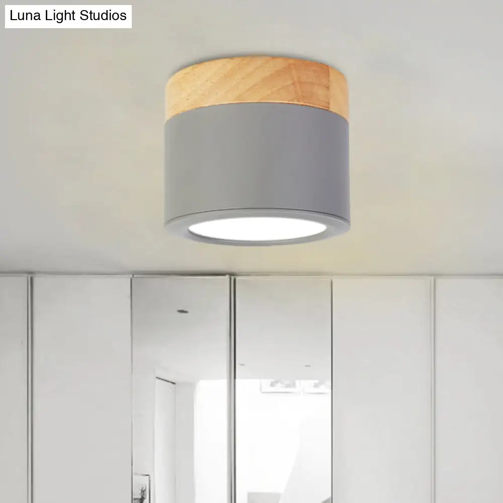 DecorBites™ DecorBites™ Round Flush Mount Acrylic Macaron Loft Ceiling Light for Bathroom Hallway - Small Green/Grey/White Lamp