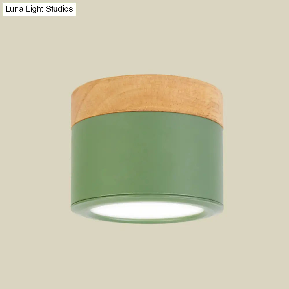 DecorBites™ DecorBites™ Round Flush Mount Acrylic Macaron Loft Ceiling Light for Bathroom Hallway - Small Green/Grey/White Lamp
