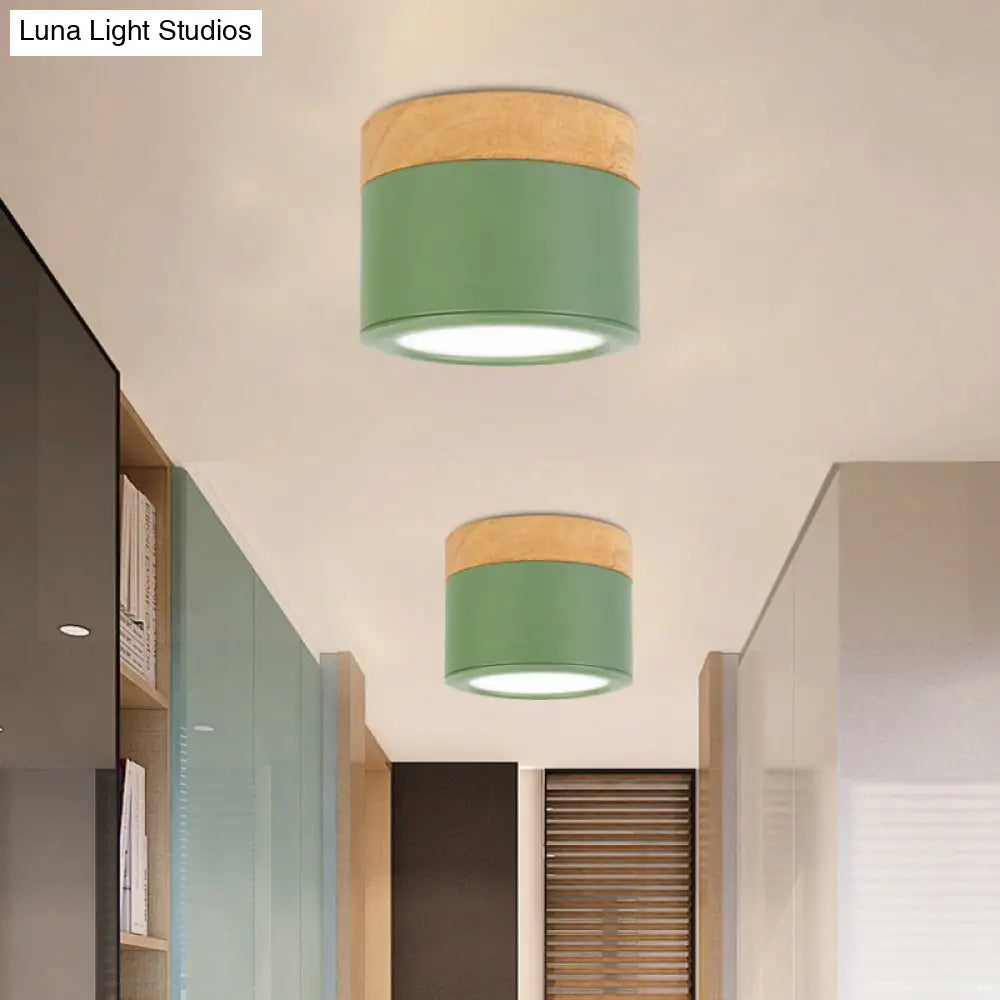 DecorBites™ DecorBites™ Round Flush Mount Acrylic Macaron Loft Ceiling Light for Bathroom Hallway - Small Green/Grey/White Lamp