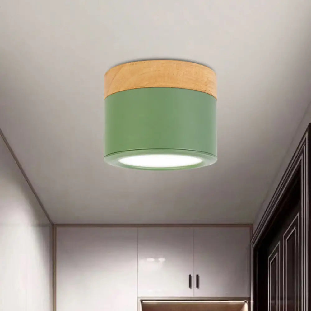 DecorBites™ DecorBites™ Round Flush Mount Acrylic Macaron Loft Ceiling Light for Bathroom Hallway - Small Green/Grey/White Lamp