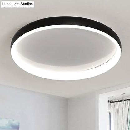 DecorBites™ DecorBites™ Round Flush Mount Ceiling Light - Black/White/Brown with Simplicity LED Metal Design & White/Warm Light