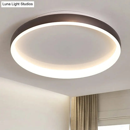 DecorBites™ DecorBites™ Round Flush Mount Ceiling Light - Black/White/Brown with Simplicity LED Metal Design & White/Warm Light
