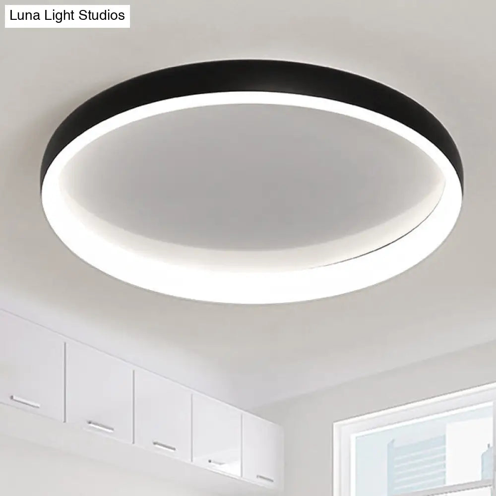 DecorBites™ DecorBites™ Round Flush Mount Ceiling Light - Black/White/Brown with Simplicity LED Metal Design & White/Warm Light