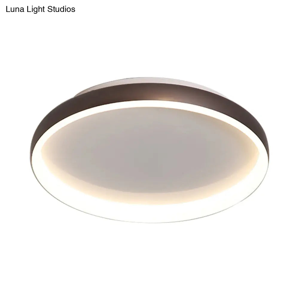 DecorBites™ DecorBites™ Round Flush Mount Ceiling Light - Black/White/Brown with Simplicity LED Metal Design & White/Warm Light