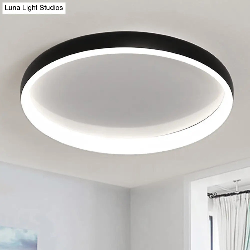DecorBites™ DecorBites™ Round Flush Mount Ceiling Light - Black/White/Brown with Simplicity LED Metal Design & White/Warm Light