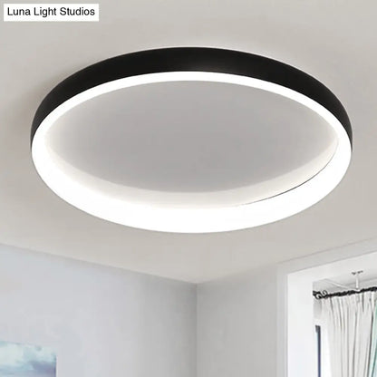 DecorBites™ DecorBites™ Round Flush Mount Ceiling Light - Black/White/Brown with Simplicity LED Metal Design & White/Warm Light