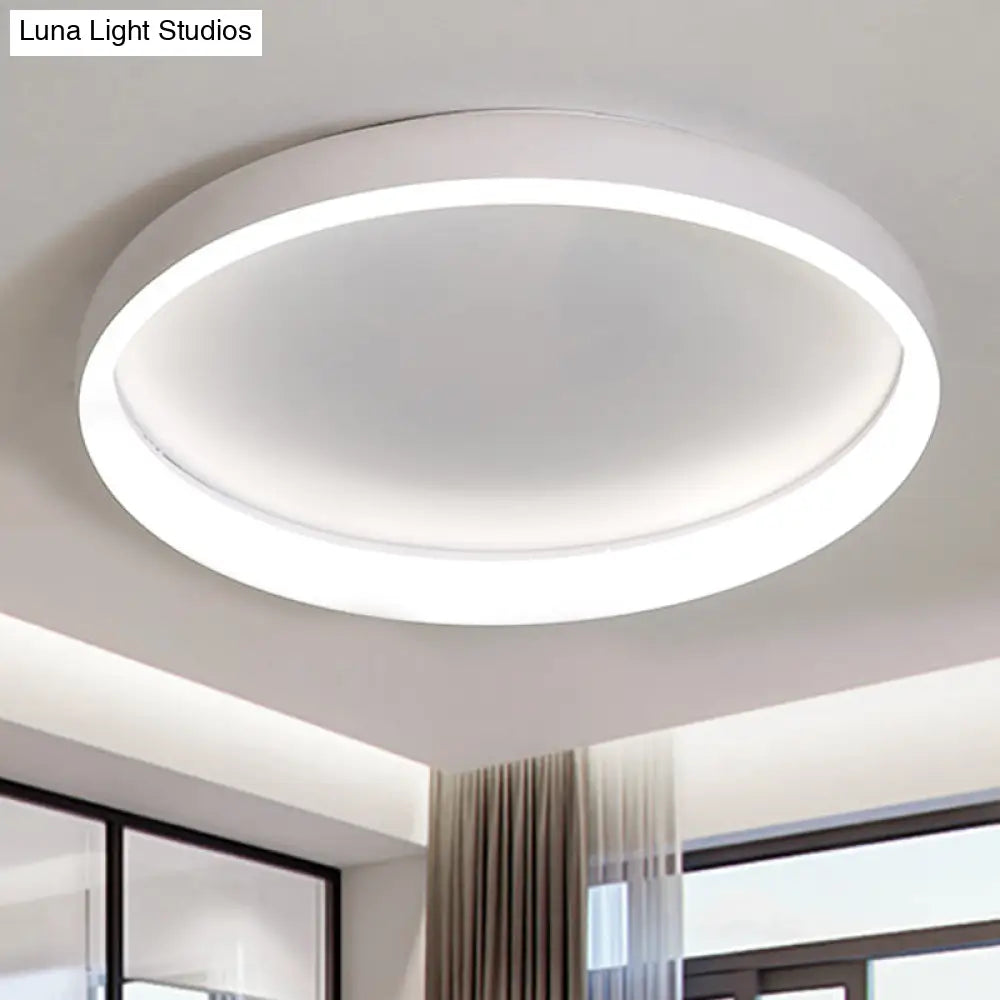 DecorBites™ DecorBites™ Round Flush Mount Ceiling Light - Black/White/Brown with Simplicity LED Metal Design & White/Warm Light