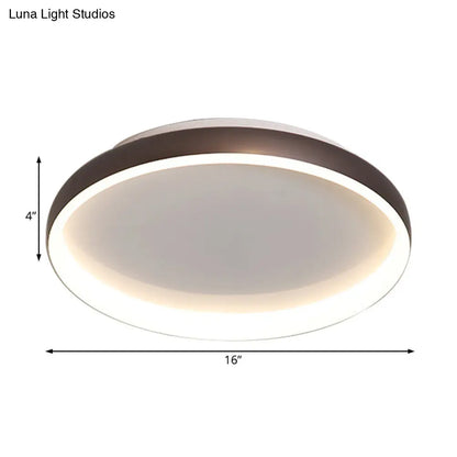 DecorBites™ DecorBites™ Round Flush Mount Ceiling Light - Black/White/Brown with Simplicity LED Metal Design & White/Warm Light