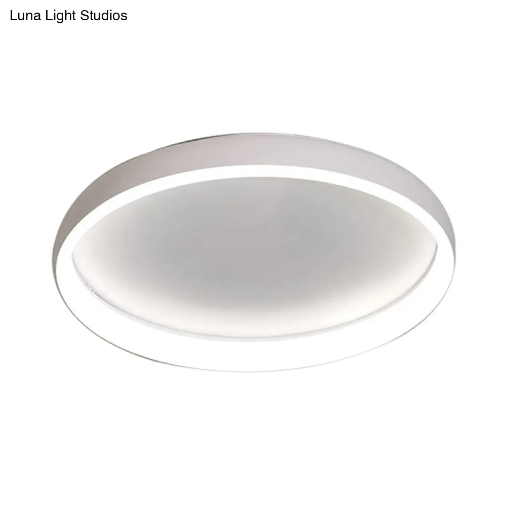 DecorBites™ DecorBites™ Round Flush Mount Ceiling Light - Black/White/Brown with Simplicity LED Metal Design & White/Warm Light