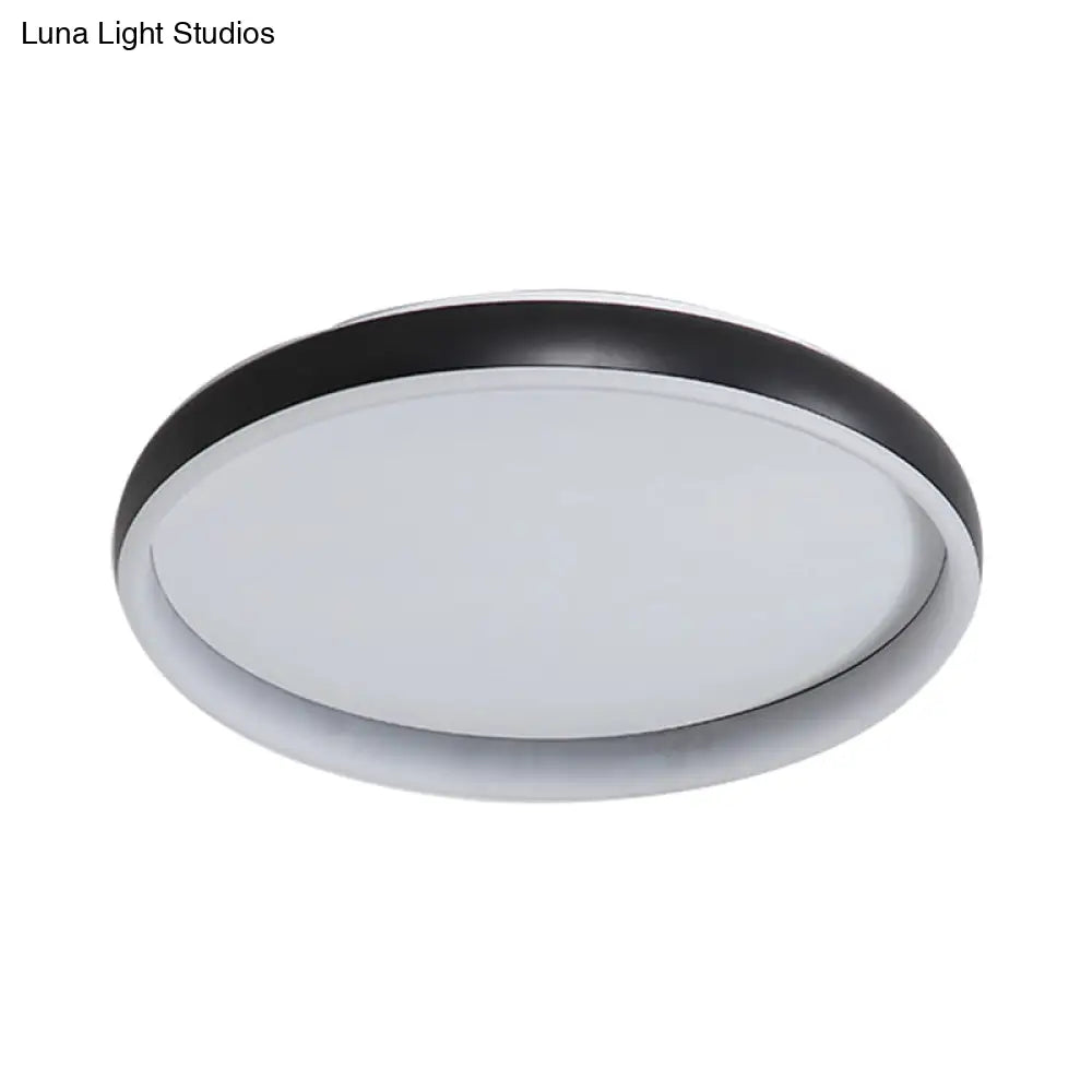 DecorBites™ DecorBites™ Round Flush Mount Ceiling Light - Black/White/Brown with Simplicity LED Metal Design & White/Warm Light
