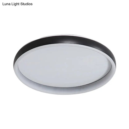 DecorBites™ DecorBites™ Round Flush Mount Ceiling Light - Black/White/Brown with Simplicity LED Metal Design & White/Warm Light