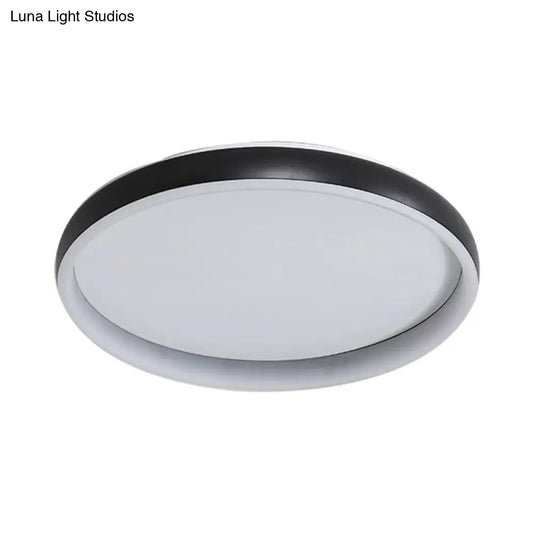 DecorBites™ DecorBites™ Round Flush Mount Ceiling Light - Black/White/Brown with Simplicity LED Metal Design & White/Warm Light