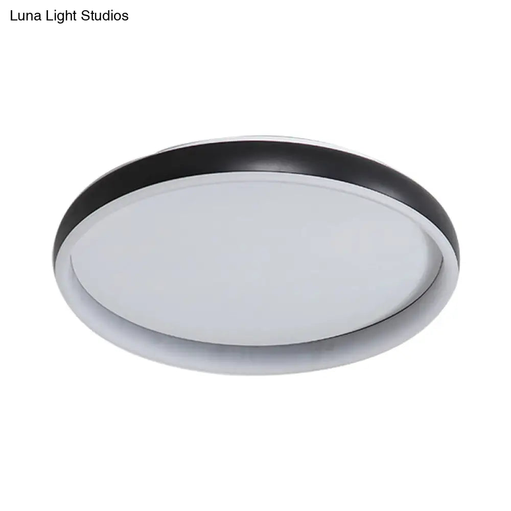 DecorBites™ DecorBites™ Round Flush Mount Ceiling Light - Black/White/Brown with Simplicity LED Metal Design & White/Warm Light