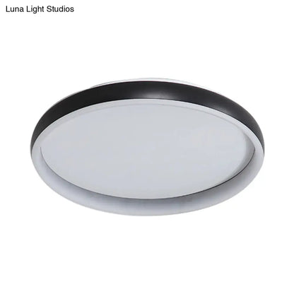 DecorBites™ DecorBites™ Round Flush Mount Ceiling Light - Black/White/Brown with Simplicity LED Metal Design & White/Warm Light