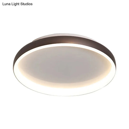 DecorBites™ DecorBites™ Round Flush Mount Ceiling Light - Black/White/Brown with Simplicity LED Metal Design & White/Warm Light