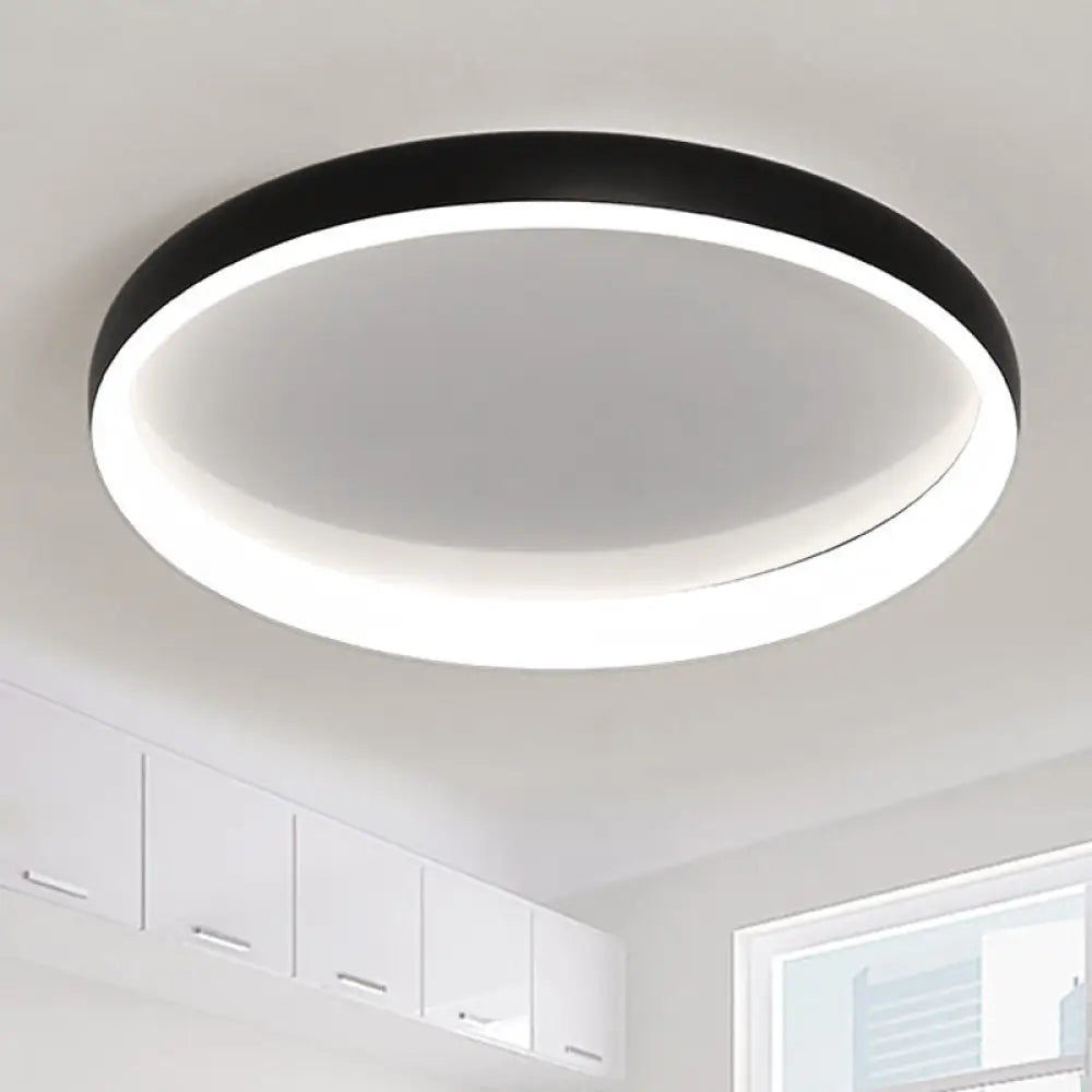DecorBites™ DecorBites™ Round Flush Mount Ceiling Light - Black/White/Brown with Simplicity LED Metal Design & White/Warm Light