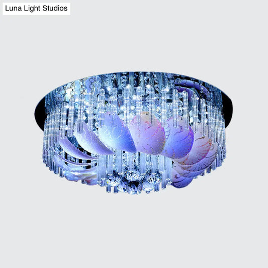 DecorBites™ DecorBites™ Round Flushmount Crystal Ceiling Light - 19.5"/23.5" Width, Simple Design, Clear, with 6/9 Bulbs