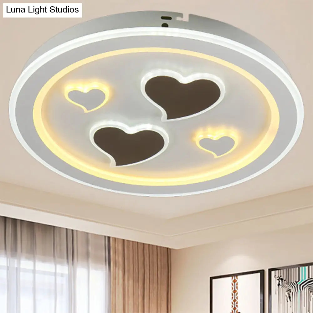 DecorBites™ DecorBites™ Round LED Flush Mount Ceiling Light in White Finish - Ideal for Adult Bedroom Décor