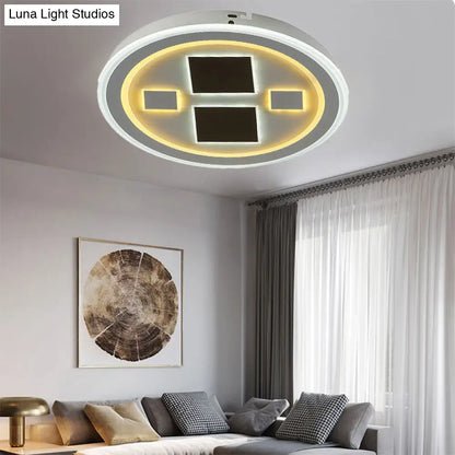 DecorBites™ DecorBites™ Round LED Flush Mount Ceiling Light in White Finish - Ideal for Adult Bedroom Décor