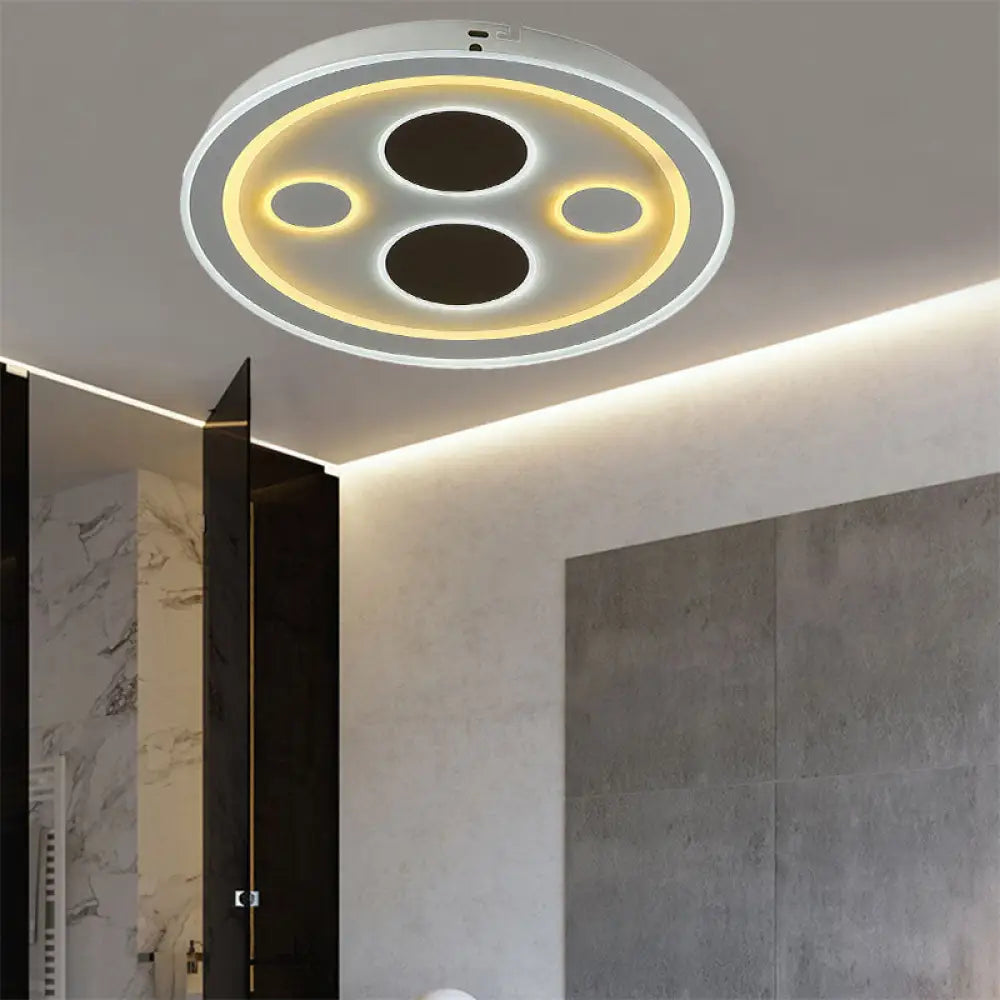 DecorBites™ DecorBites™ Round LED Flush Mount Ceiling Light in White Finish - Ideal for Adult Bedroom Décor