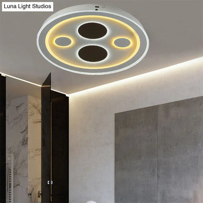 DecorBites™ DecorBites™ Round LED Flush Mount Ceiling Light in White Finish - Ideal for Adult Bedroom Décor