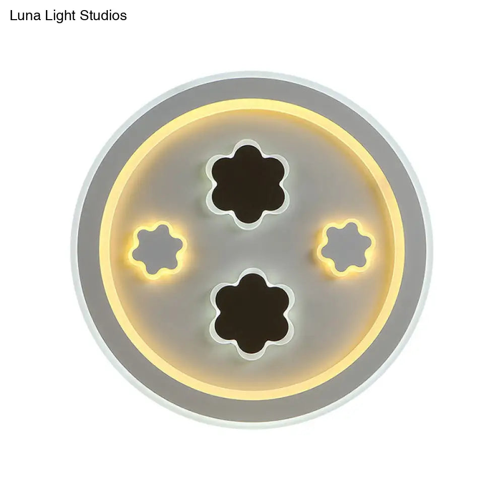 DecorBites™ DecorBites™ Round LED Flush Mount Ceiling Light in White Finish - Ideal for Adult Bedroom Décor