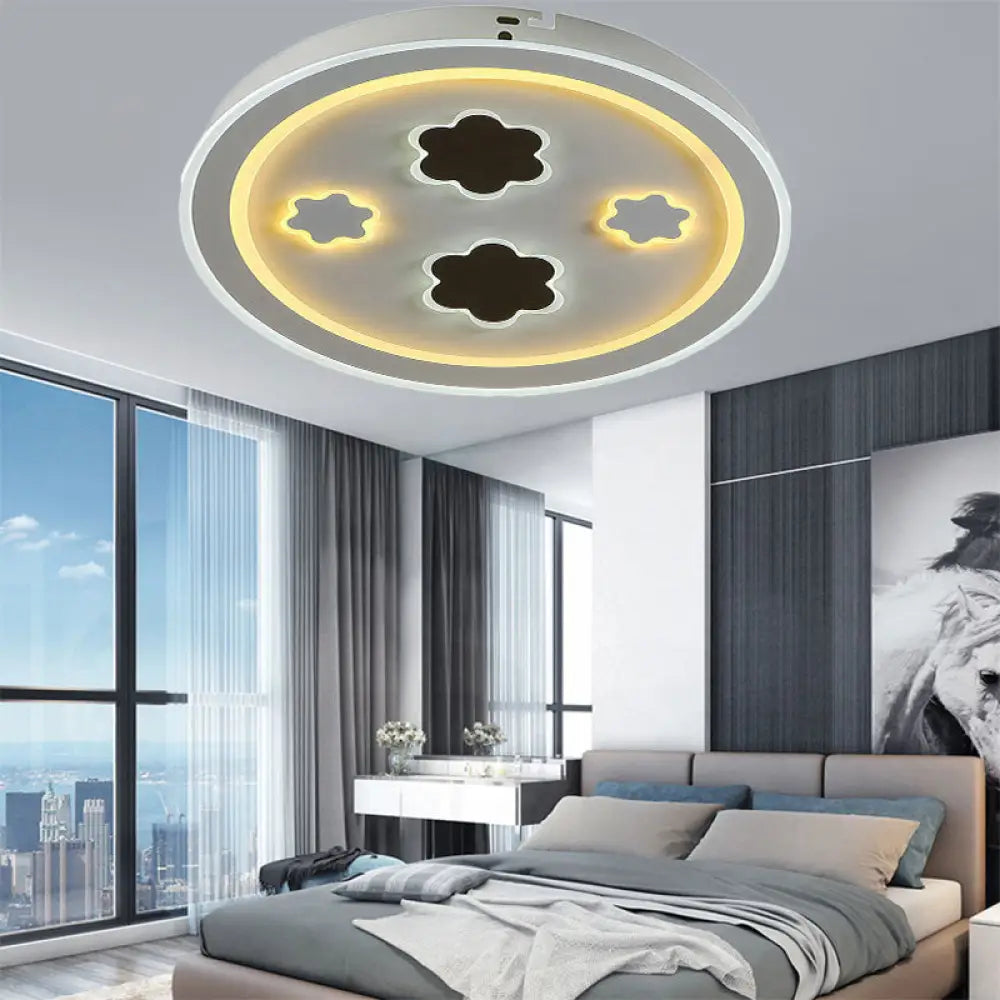 DecorBites™ DecorBites™ Round LED Flush Mount Ceiling Light in White Finish - Ideal for Adult Bedroom Décor