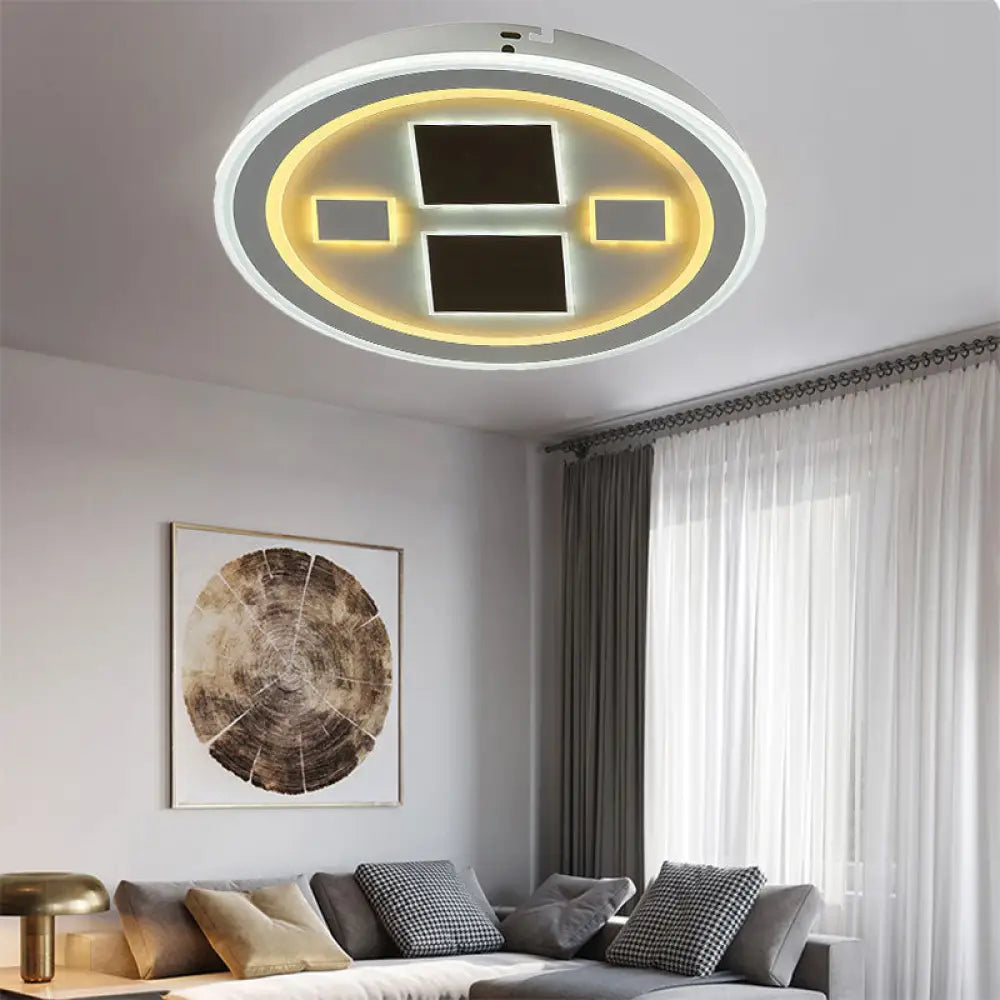 DecorBites™ DecorBites™ Round LED Flush Mount Ceiling Light in White Finish - Ideal for Adult Bedroom Décor