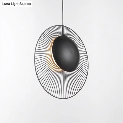 Round Metal Pendant Light in Black - 14"/18" for Dining Room