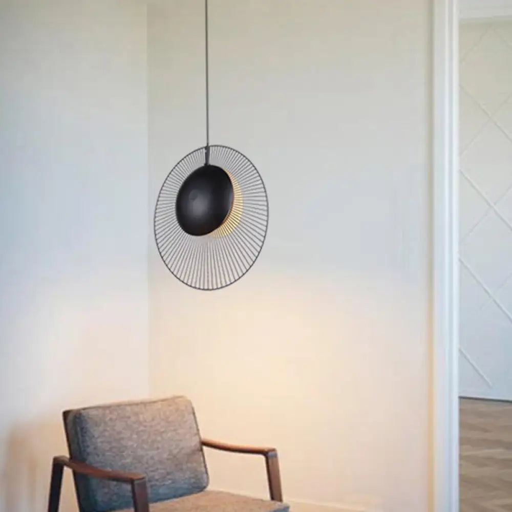 Round Metal Pendant Light in Black - 14"/18" for Dining Room