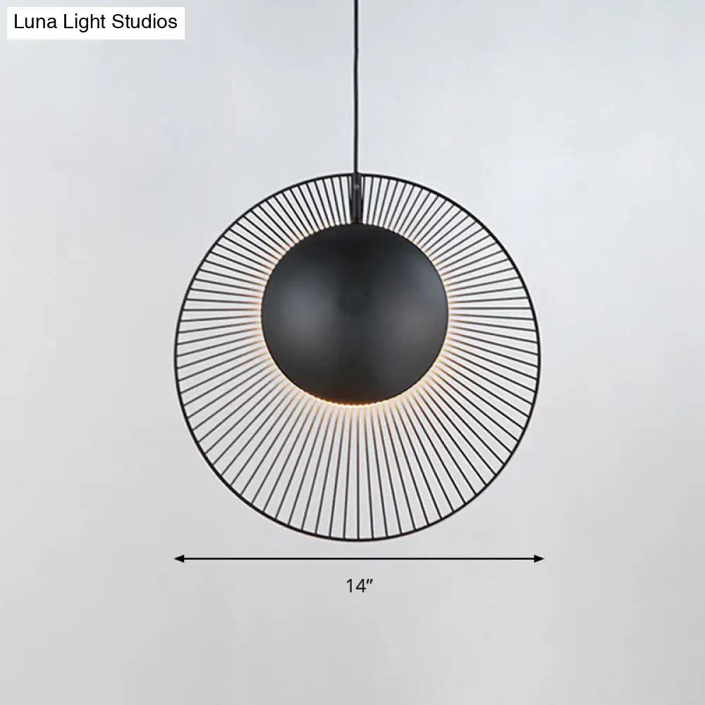 Round Metal Pendant Light in Black - 14"/18" for Dining Room