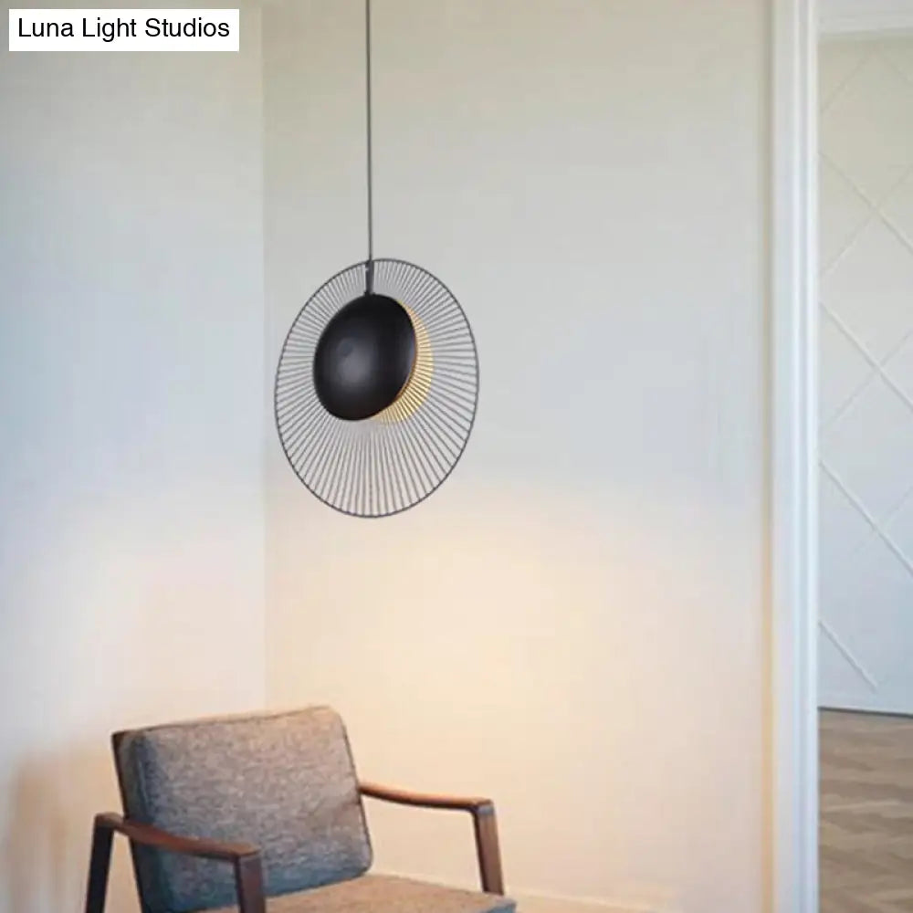 Round Metal Pendant Light in Black - 14"/18" for Dining Room