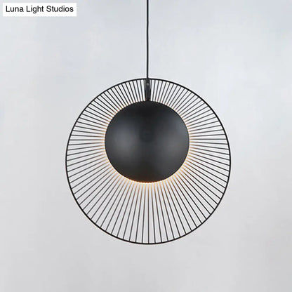 Round Metal Pendant Light in Black - 14"/18" for Dining Room