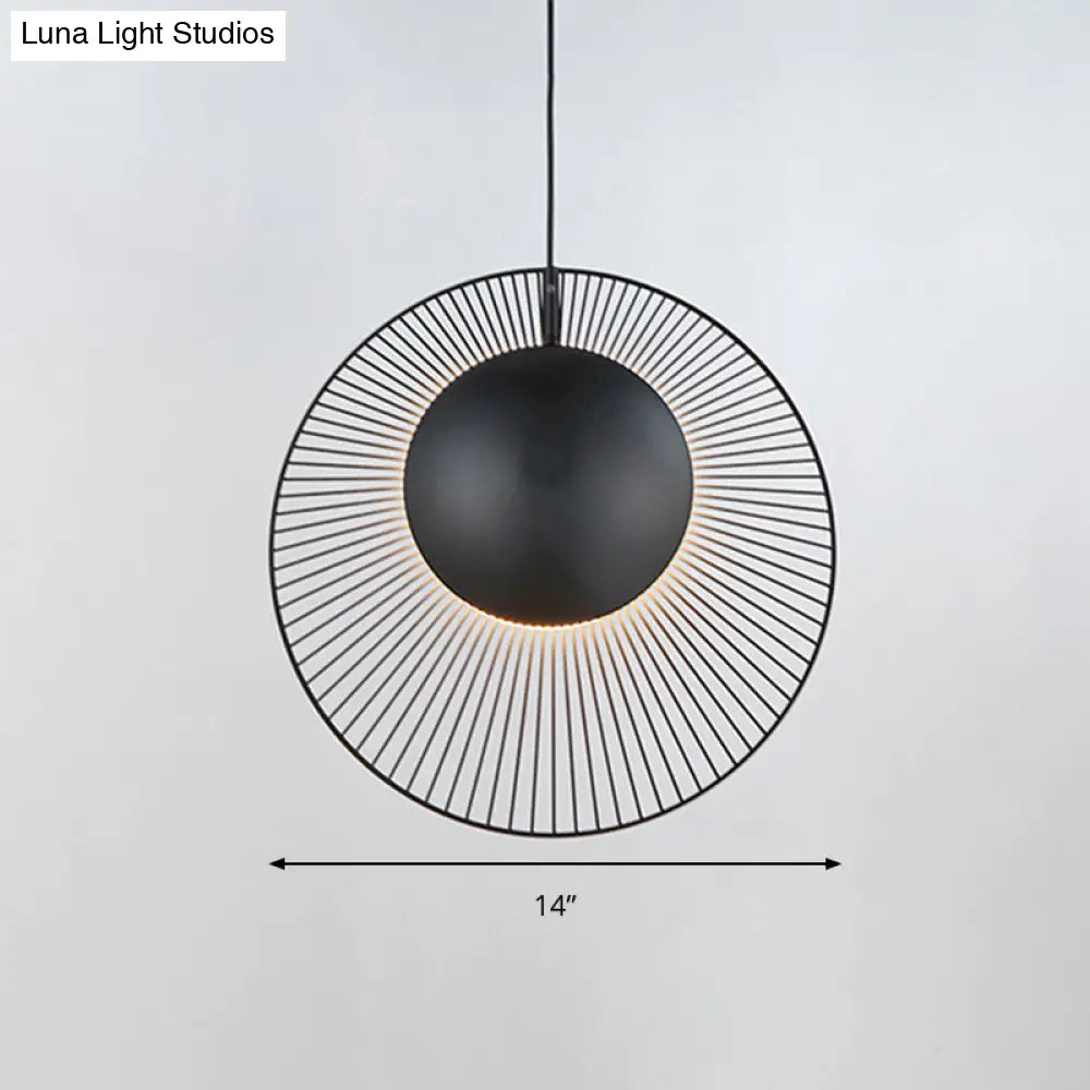 Round Metal Pendant Light in Black - 14"/18" for Dining Room