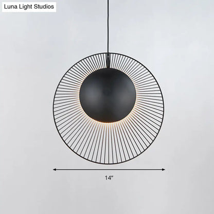 Round Metal Pendant Light in Black - 14"/18" for Dining Room