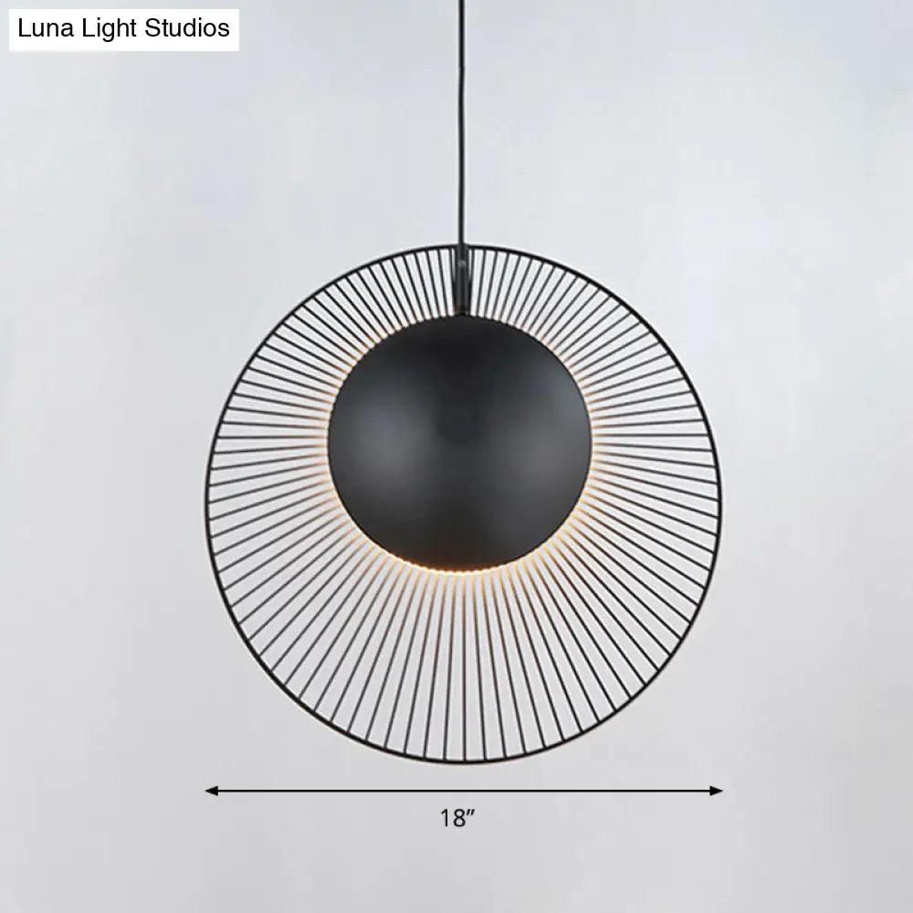 Round Metal Pendant Light in Black - 14"/18" for Dining Room