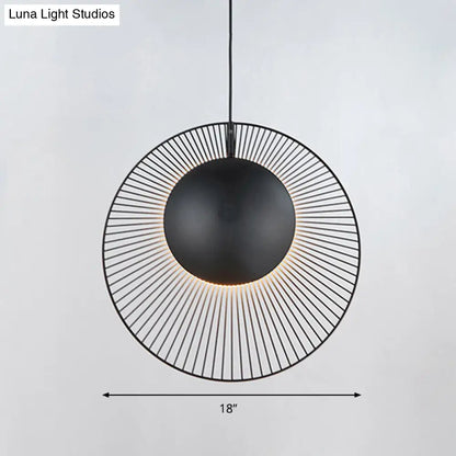 Round Metal Pendant Light in Black - 14"/18" for Dining Room