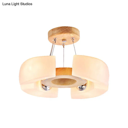 Lámpara de techo redonda de madera, empotrada, con 4 o 6 luces en luz cálida/blanca de estilo moderno.