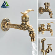 Rozin wall mounted antique brass faucet with intricate dragon head design for bathroom mop pool taps and outdoor use