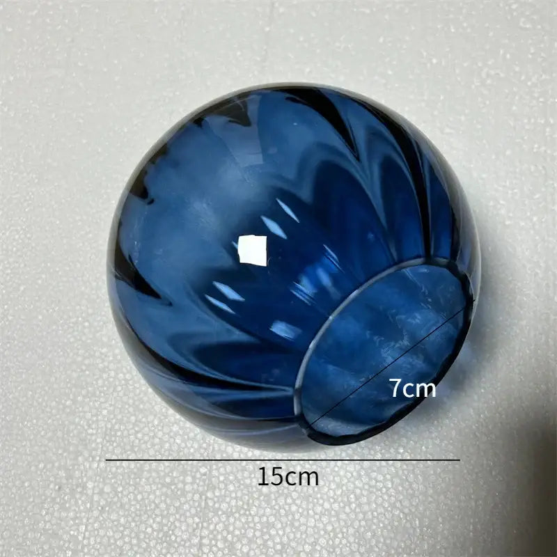 Deep blue glass ball pendant with swirling black patterns 15cm diameter ideal for decorbites glass ball lamp decor
