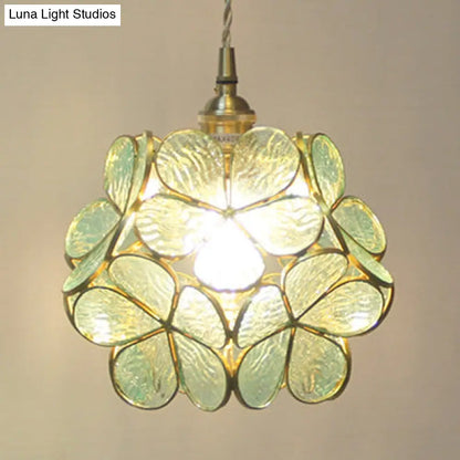 Ruchbah - Tiffany Style Blue/Clear/Pink Glass Pendant Ceiling Light