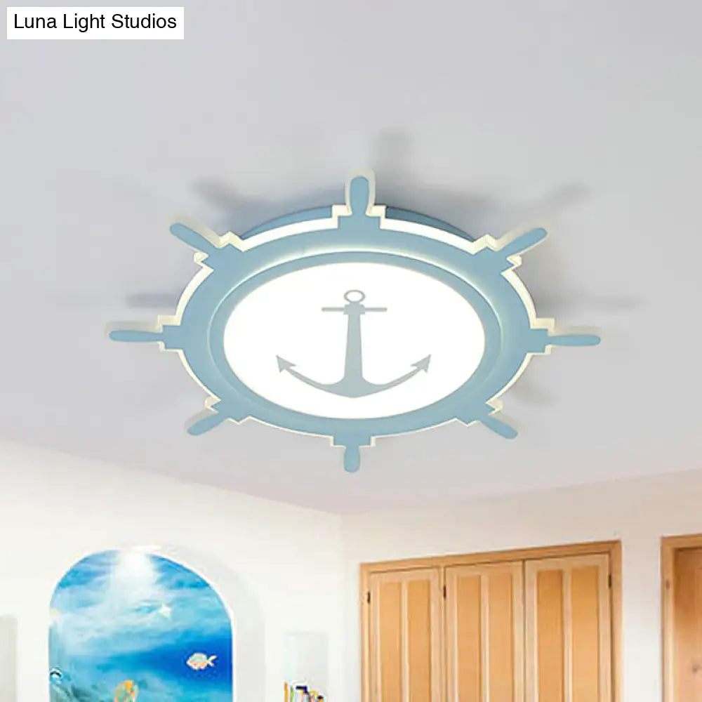 DecorBites™ DecorBites™ Rudder Baby Room Flush Mount Lamp LED Kids Ceiling Light - Blue/White, Warm/White (16.5"/20.5"/24.5" Width)
