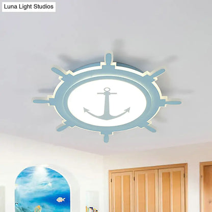 DecorBites™ DecorBites™ Rudder Baby Room Flush Mount Lamp LED Kids Ceiling Light - Blue/White, Warm/White (16.5"/20.5"/24.5" Width)