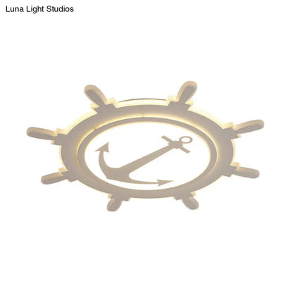 DecorBites™ DecorBites™ Rudder Baby Room Flush Mount Lamp LED Kids Ceiling Light - Blue/White, Warm/White (16.5"/20.5"/24.5" Width)