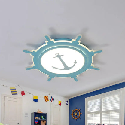DecorBites™ DecorBites™ Rudder Baby Room Flush Mount Lamp LED Kids Ceiling Light - Blue/White, Warm/White (16.5"/20.5"/24.5" Width)