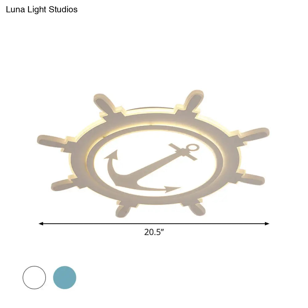 DecorBites™ DecorBites™ Rudder Baby Room Flush Mount Lamp LED Kids Ceiling Light - Blue/White, Warm/White (16.5"/20.5"/24.5" Width)