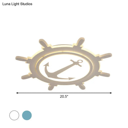 DecorBites™ DecorBites™ Rudder Baby Room Flush Mount Lamp LED Kids Ceiling Light - Blue/White, Warm/White (16.5"/20.5"/24.5" Width)