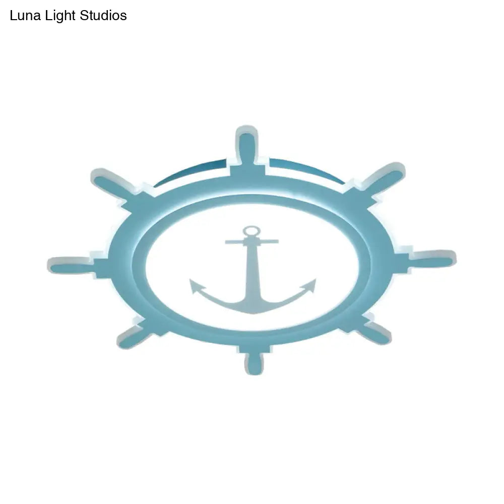 DecorBites™ DecorBites™ Rudder Baby Room Flush Mount Lamp LED Kids Ceiling Light - Blue/White, Warm/White (16.5"/20.5"/24.5" Width)